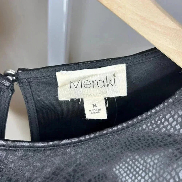 Meraki Size Medium Peplum Sleeve Top Blouse Crop Tie - Picture 5 of 8